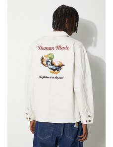 Human Made geaca Garment Dyed Coverall Jacket barbati, culoarea bej, de tranzitie, HM27JK013