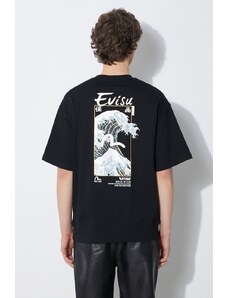 Evisu tricou din bumbac Evisu & Wave Print SS Sweatshirt barbati, culoarea negru, cu imprimeu, 2ESHTM4WS7058