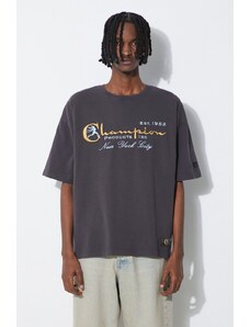 Champion tricou din bumbac barbati, culoarea gri, cu imprimeu, 219998