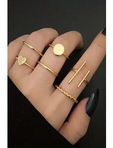 Fashion Jewelry Set inele, 6 buc, auriu, dama