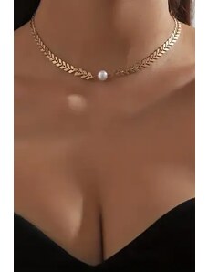 Fashion Jewelry Colier la baza gatului cu perla artificiala, dama, auriu