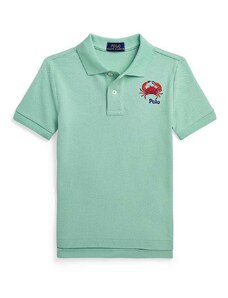 Polo Ralph Lauren tricouri polo din bumbac pentru copii culoarea verde, neted