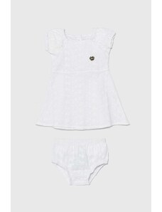 Guess rochie din bumbac pentru bebeluși culoarea alb, mini, evazati