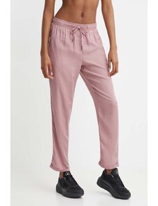 Picture pantaloni Chimany femei, culoarea roz, drept, high waist, WJS012