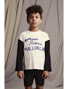 Mini Rodini longsleeve copii Mallorca culoarea alb, cu imprimeu