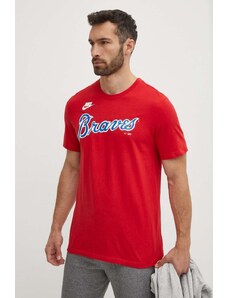 Nike tricou din bumbac Atlanta Braves barbati, culoarea rosu, cu imprimeu