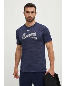Nike tricou Atlanta Braves barbati, culoarea albastru marin, cu imprimeu