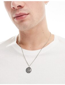 Faded Future palm tree coin pendant necklace in silver