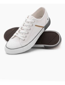 Ombre Clothing Classic men's sneakers with rivets - white V3 OM-FOTL-0147