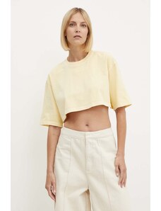 adidas Originals tricou din bumbac femei, culoarea galben, IR6000