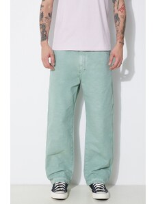 Human Made pantaloni de bumbac Garment Dyed Painter Pants culoarea verde, drept, HM27PT008