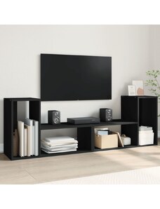 OrlandoKids Dulap TV, 2 buc., negru, 75x30x50 cm, lemn prelucrat