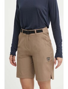 Rossignol pantaloni scurți outdoor culoarea maro, neted, high waist, RLMWP35