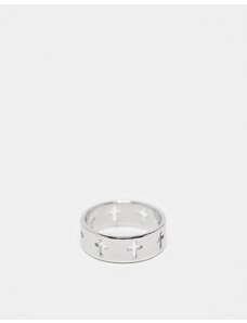 Lost Souls stainless steel multi cross band ring in silver