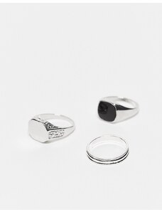 Faded Future 3 pack of signet and band rings in silver