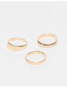 Faded Future 3 pack of signet and band rings in gold