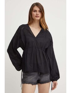 Pinko bluza din bumbac femei, culoarea negru, 103733 A1XP