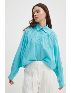 Sisley bluza din bumbac femei, neted