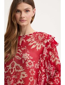 Liu Jo bluza din amestec de matase culoarea rosu, modelator