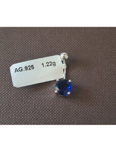 SaraTremo Piercing buric argint cu cristal zirconia albastru - tija subtire - 2 cm