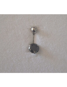 SaraTremo Piercing buric argint 925 cu cristal zirconia negru - tija groasa - 2 cm