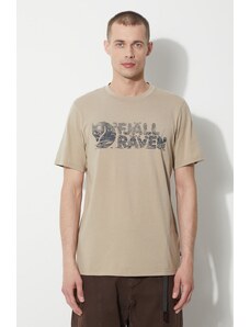 Fjallraven tricou Lush Logo T-shirt barbati, culoarea bej, cu imprimeu, F12600219