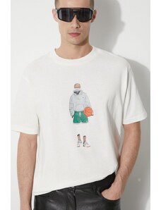 New Balance tricou din bumbac barbati, culoarea bej, cu imprimeu, MT41578SST