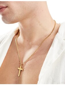 Lost Souls stainless steel cross pendant necklace in 18k gold plated
