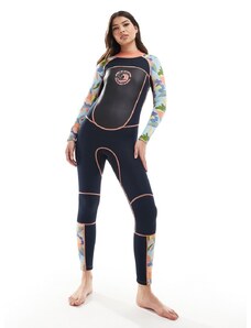 Regatta full wetsuit in navy abstract floral print