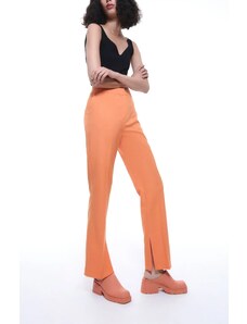 Pantaloni cu slit si talie inalta, portocaliu, dama, Reserved