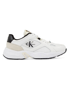 CALVIN KLEIN Sneakers Retro Runner Lace Up Lth Mix W YW0YW01618 01W bright white / black