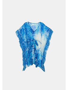 Lynne Printed transparent beachwear - ALBASTRU-DESCHIS