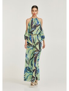 Lynne Maxi printed dress with gold chain - VERDE