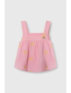 Guess bluza de bumbac pentru copii culoarea roz, modelator