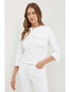 Guess geaca jeans TERESA femei, culoarea alb, de tranzitie, W4GN41 D4MW4