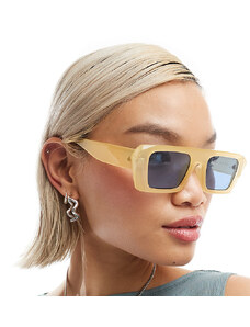 AIRE X ASOS apheta square frame sunglasses in yellow with blue lens