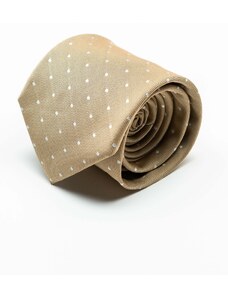 BMan.ro Cravata Eleganta Barbati Crem Imprimeu Puncte Albe Bman919