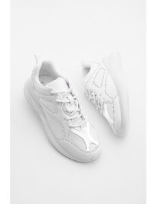 Marjin Women's Sneakers Patent Leather Detailed Thick Sole Sneakers Laresta White Patent Leather