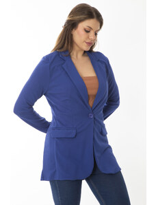 Şans Women's Plus Size Saks Unlined Jacket with Ornamental Pocket Flap