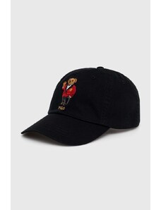 Polo Ralph Lauren șapcă de baseball din bumbac culoarea negru, cu imprimeu, 710926923