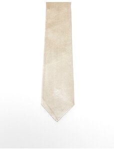 Six Stories satin tie in champagne-Gold