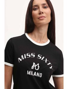 Miss Sixty tricou din amestec de mătase SJ3540 S/S T-SHIRT culoarea negru, 6L2SJ3540000