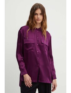 MAX&Co. camasa de matase culoarea violet, cu guler stand-up, relaxed, 2416111052200
