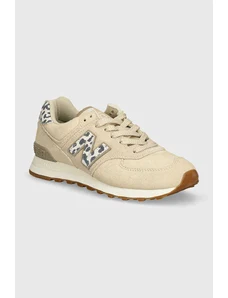 New Balance sneakers din piele intoarsă 574 culoarea bej, WL574IH2