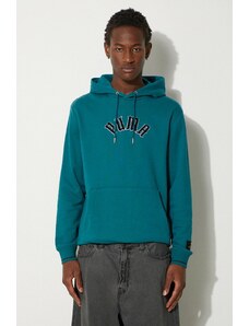 Puma hanorac de bumbac Classics Play Paris Hoodie barbati, culoarea turcoaz, cu glugă, cu imprimeu, 626766