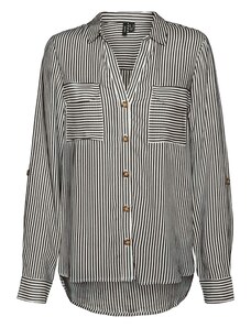 VERO MODA Bluză 'VMBumpy' ciocolatiu / alb