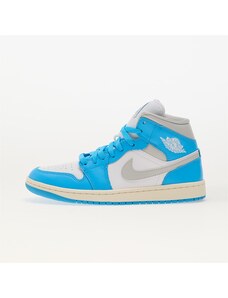 Air Jordan Wmns 1 Mid Dk Powder Blue/ Neutral Grey-White-Sail