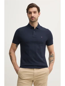 Tommy Hilfiger tricou polo barbati, culoarea albastru marin, neted, MW0MW38951