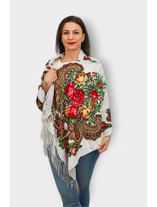 Magazin Traditional Esarfa Inflorata - Alb