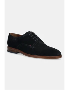 Tommy Hilfiger pantofi de piele intoarsa HILFIGER THUNIT SUEDE SHOE barbati, culoarea albastru marin, FM0FM05377